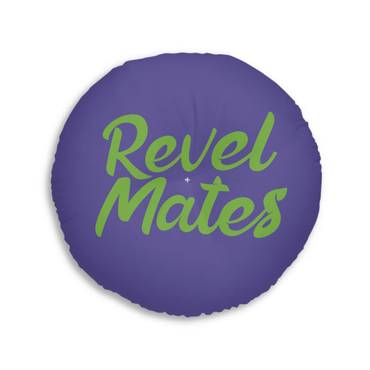 Round Tufted Floor Pillow | for Pets and Companions | Camouflage Lavender & Lime Design