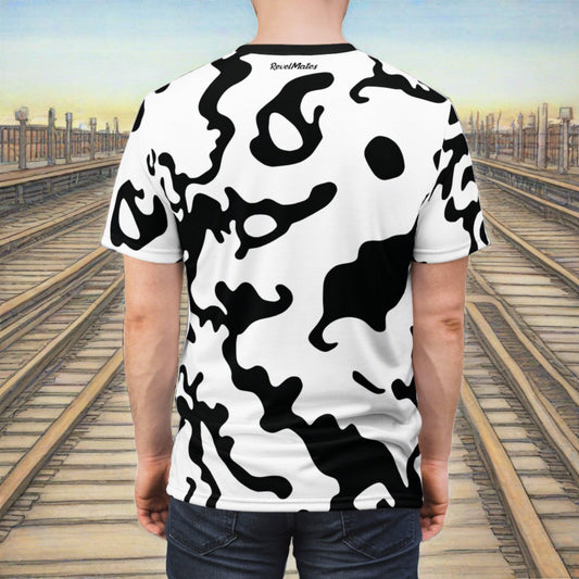 Unisex Cut & Sew T-Shirt | All Over Print Tee | Camouflage Black & White Design