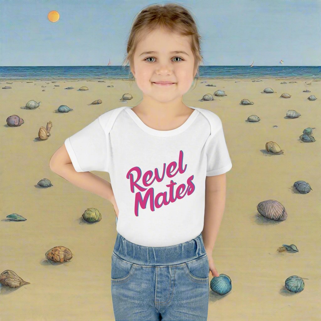 Infant Unisex Baby Rib Bodysuit | NB-24M | White & Fuchsia RevelMates Design