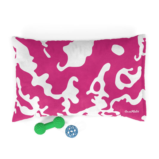 Pet Bed | for Dogs, Cats and all beloved Pets | Camouflage Fuchsia & White Design
