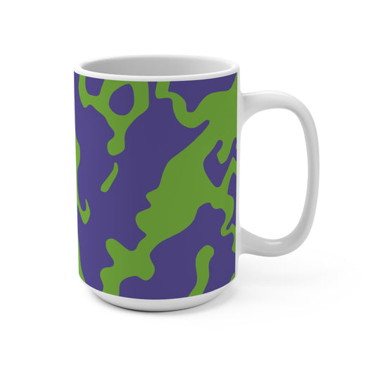 Ceramic Mug 15oz (440 ml) | Camouflage Lavender & Lime Design