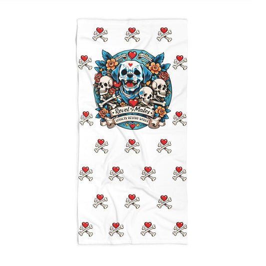 Beach Towel | Dog Skull Tattoo Design | 4 colors