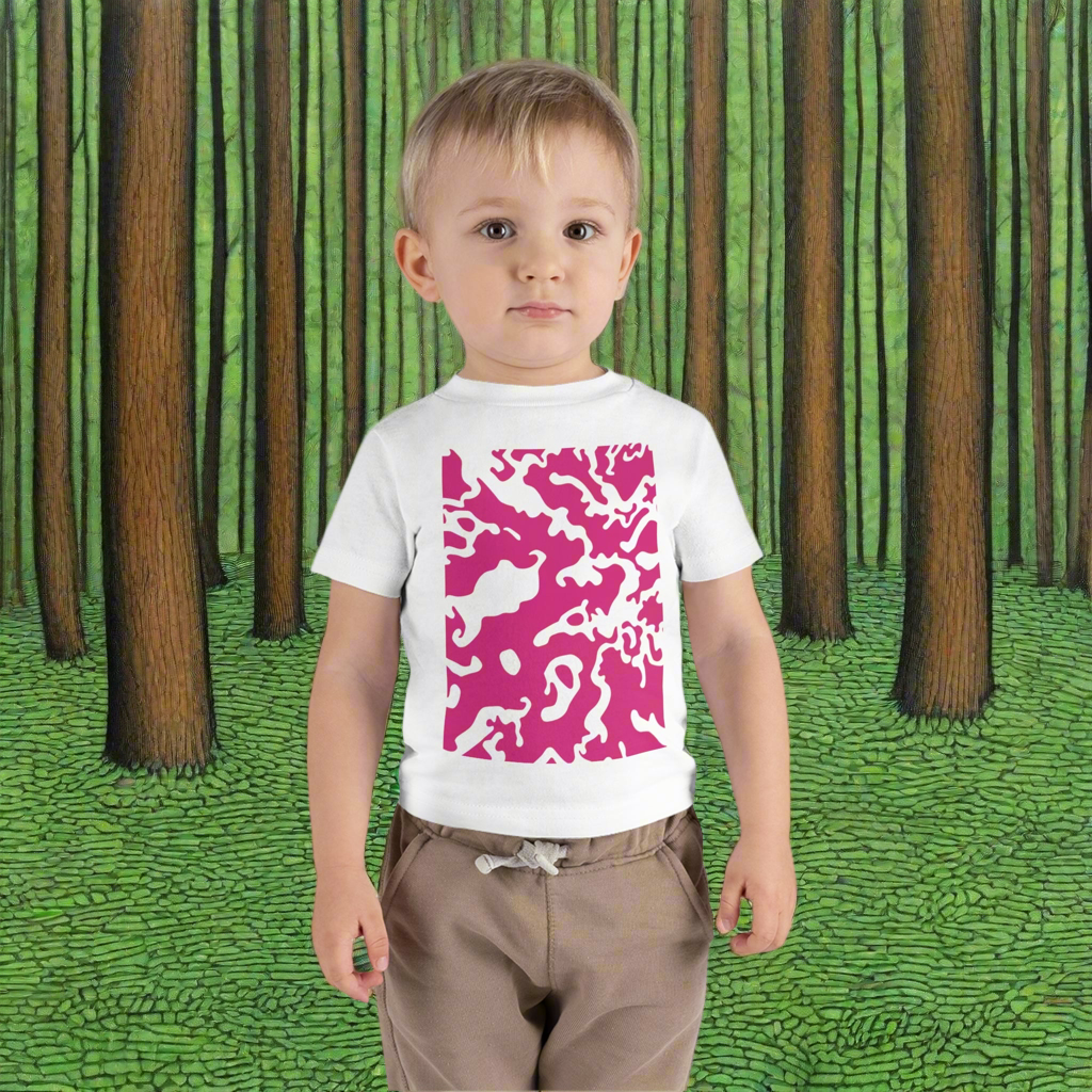 Infant Unisex Lightweight Fine Jersey T-Shirt | 6M-24M | Camouflage Fuchsia & White Design