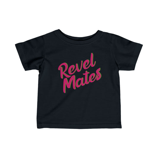 Infant Unisex Lightweight Fine Jersey T-Shirt | 6M-24M | Black & Fuchsia RevelMates Design