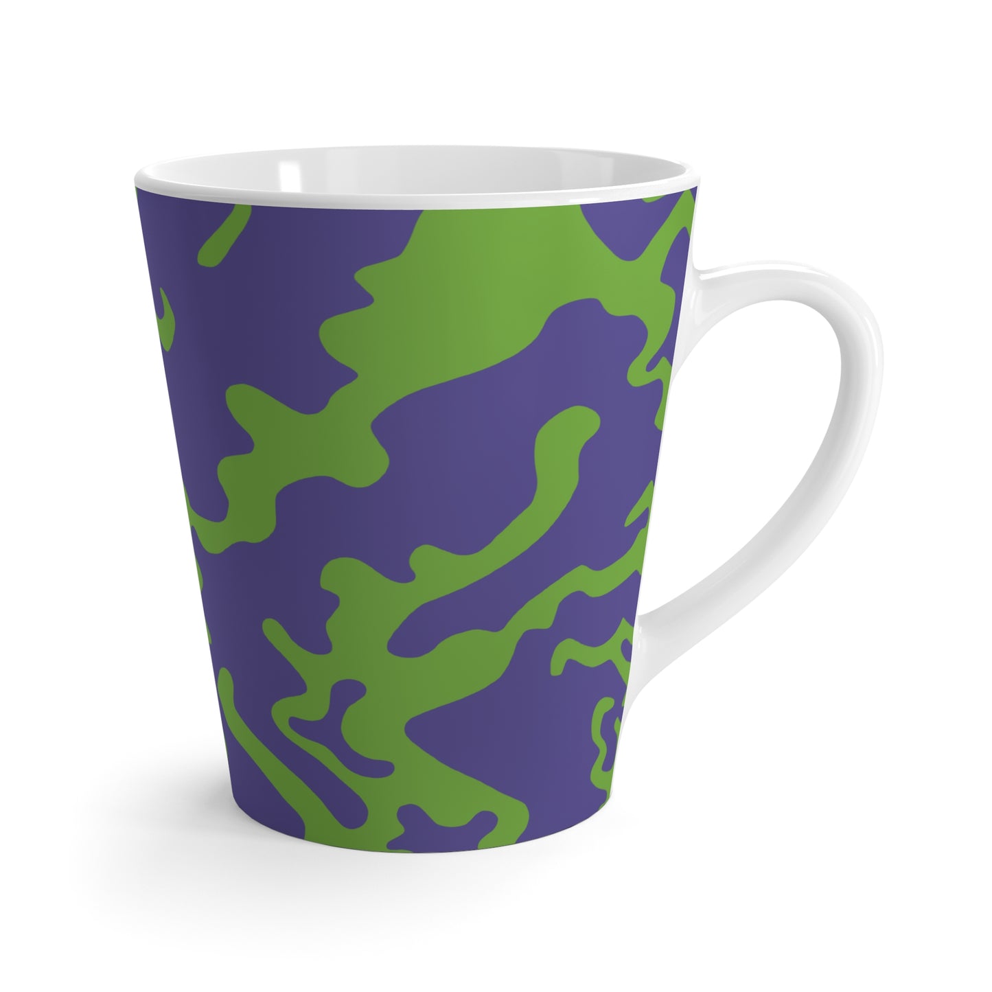 Latte Mug 12oz (350 ml) | Camouflage Lavender & Lime Design