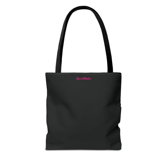 Tote Bag | All Over Print Bag | Black & Fuchsia RevelMates Design