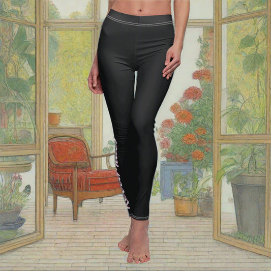 Women's Cut & Sew Casual Leggings | Black & White RevelMates Design
