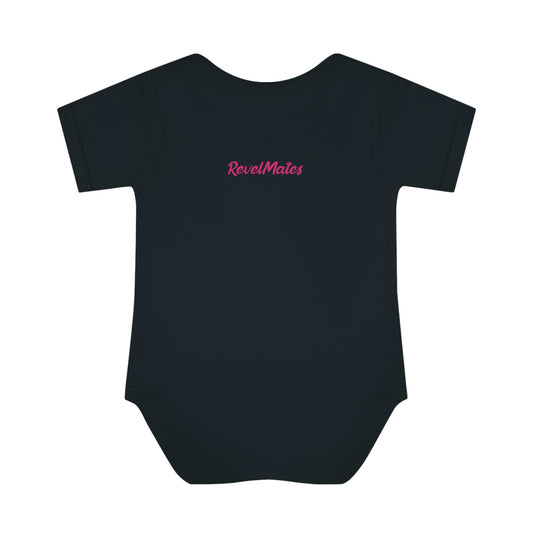 Infant Unisex Baby Rib Bodysuit | NB-24M | Camouflage Fuchsia & Black Design