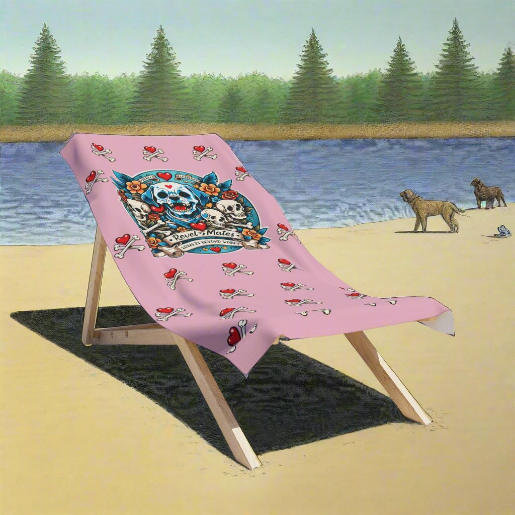 Beach Towel | Dog Skull Tattoo Design | 4 colors