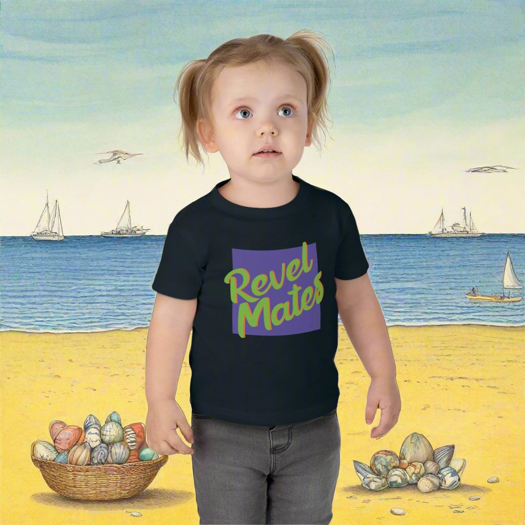 Infant Unisex Fine Jersey T-Shirt | 6M-24M | Lavender & Lime RevelMates Square Design | 4 colors