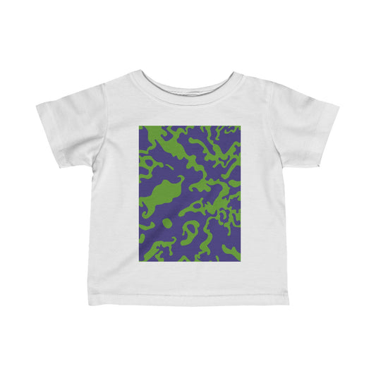 Infant Unisex Lightweight Fine Jersey T-Shirt | 6M-24M | Camouflage Lavender & Lime Design