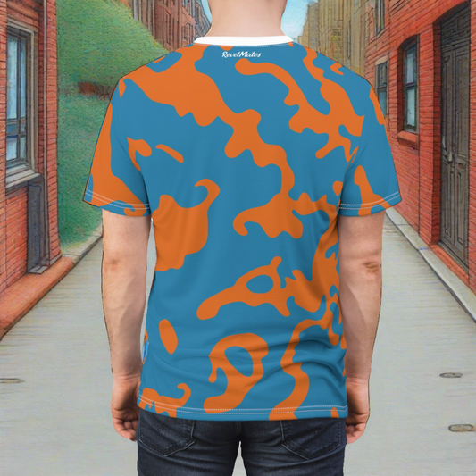 Camuflaje azul y naranja | Camiseta unisex | Camiseta (AOP)