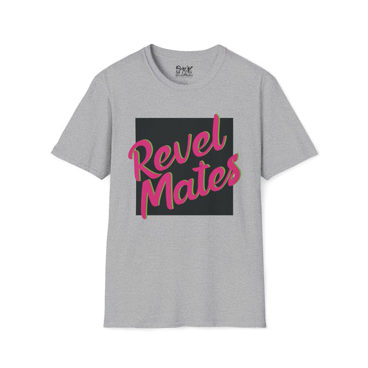 Unisex Softstyle T-Shirt | Black & Fuchsia RevelMates Square Design | 4 colors