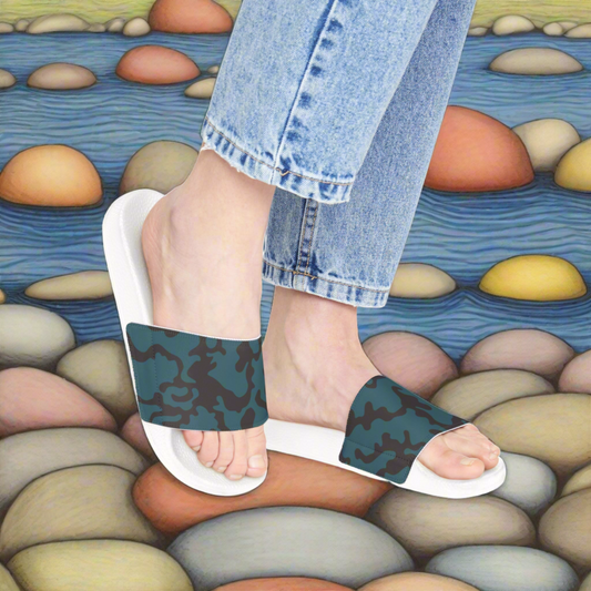 Women's Removable Strap Sandals | Camouflage Turquoise & Brown Design | 2 colors