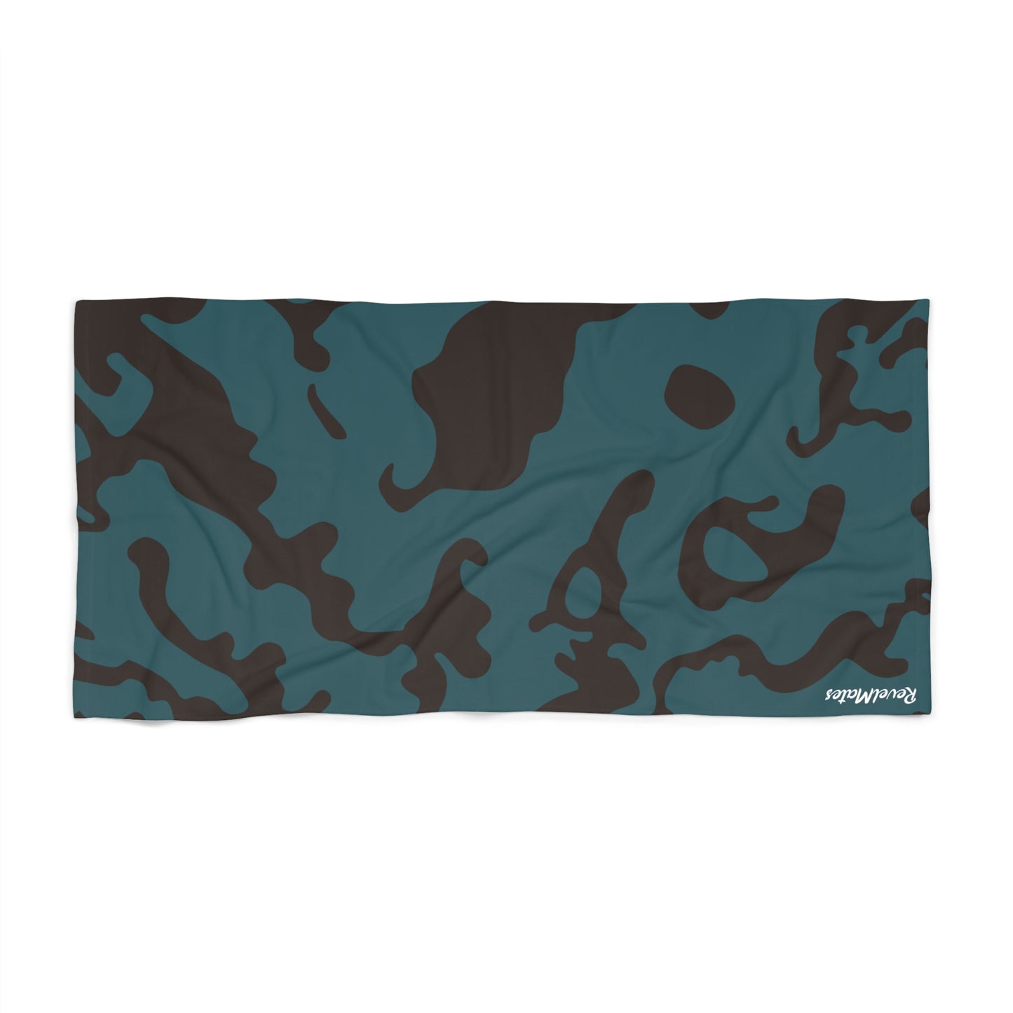 Pet Bath Towel | Camouflage Turquoise & Brown Design