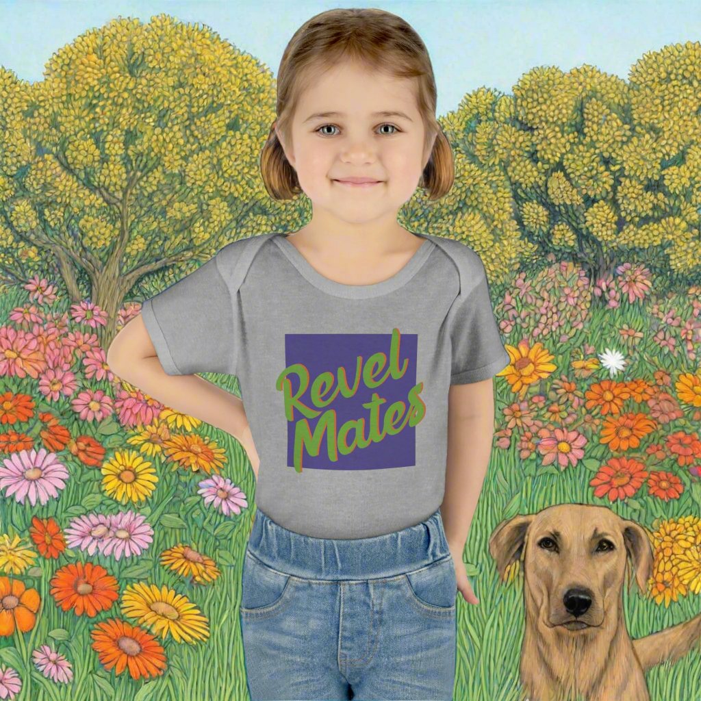 Infant Unisex Baby Rib Bodysuit | NB-24M | Lavender & Lime RevelMates Square Design | 4 colors