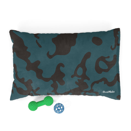 Pet Bed | for Dogs, Cats and all beloved Pets | Camouflage Turquoise & Brown Design