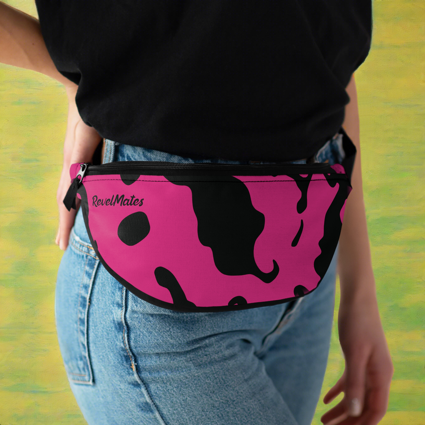 Unisex Fanny Pack | Waist Pack | Hip Pack | Hip Bag | Hips Bag | Waist Bag | Camouflage Fuchsia & Black Design