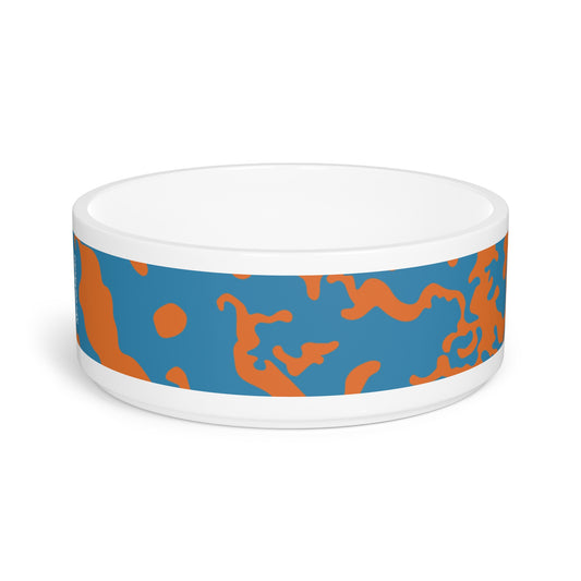 Pet Bowl 16oz (473ml) | Camouflage Blue & Orange Design
