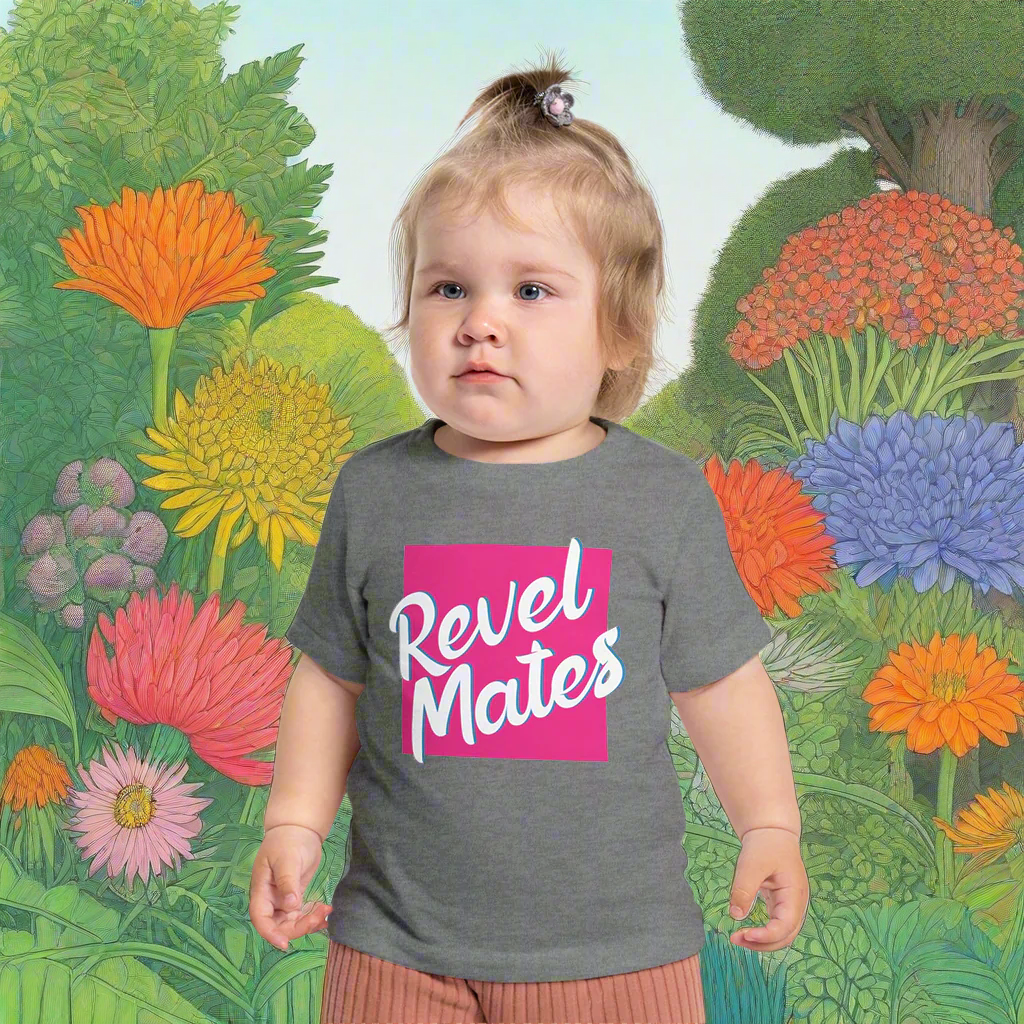 Infant Unisex Lightweight Fine Jersey T-Shirt | 6M-24M | Fuchsia & White RevelMates Square Design | 4 colors