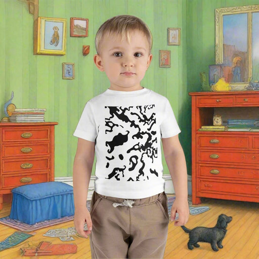 Infant Unisex Lightweight Fine Jersey T-Shirt | 6M-24M | Camouflage Black & White Design | 2 colors