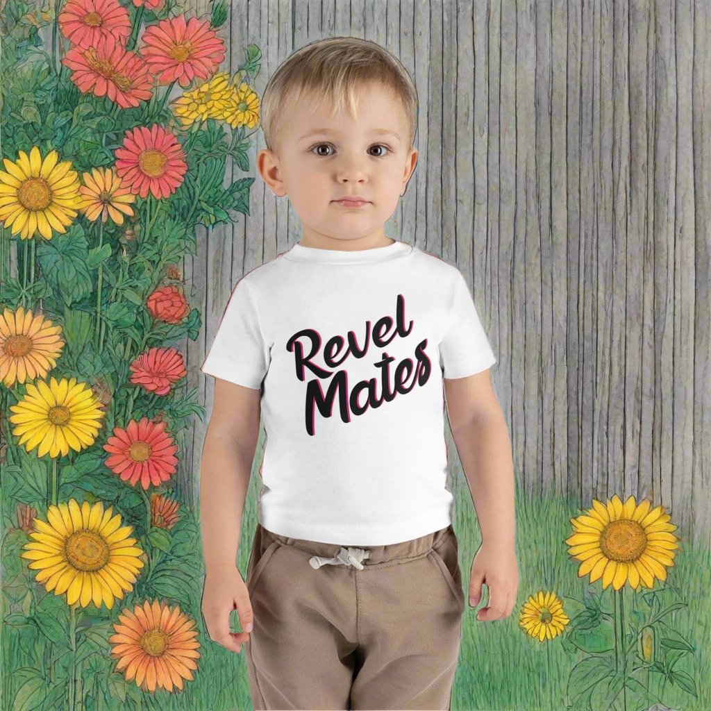 Infant Unisex Lightweight Fine Jersey T-Shirt | 6M-24M | White & Black RevelMates Design