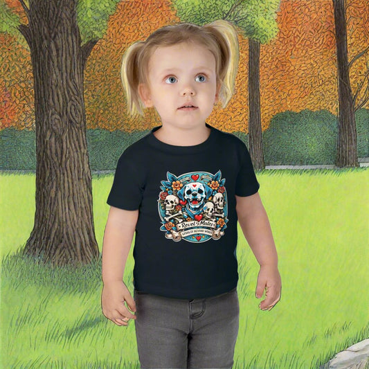 Infant Unisex Lightweight Fine Jersey T-Shirt | 6M-24M | Dog Skull Tattoo Design | 4 colors