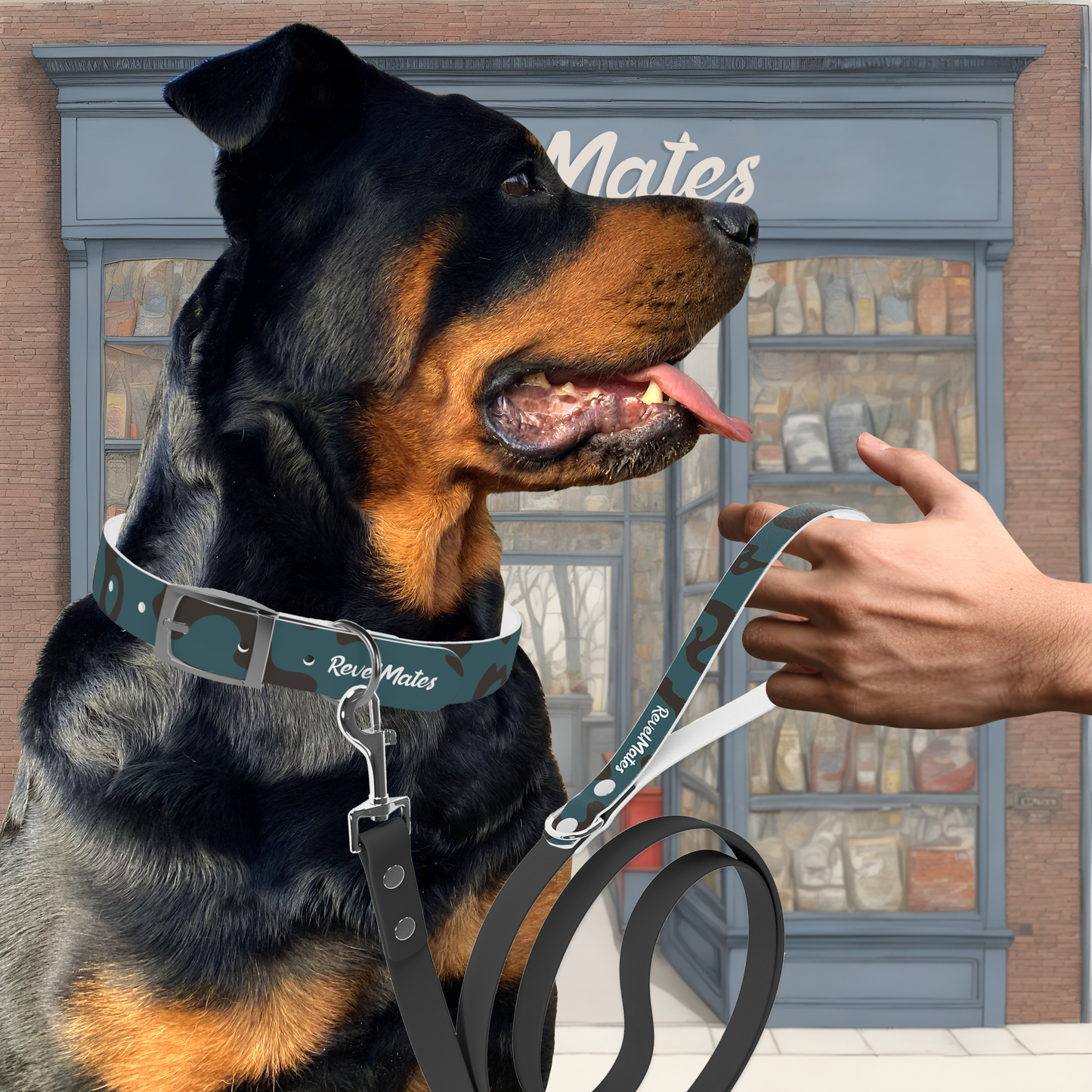 Pet Collar | Camouflage Turquoise & Brown Design