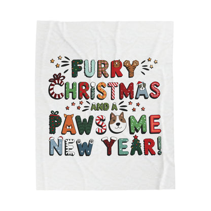 Velveteen Plush Blanket | Furry Christmas Design | 3 sizes