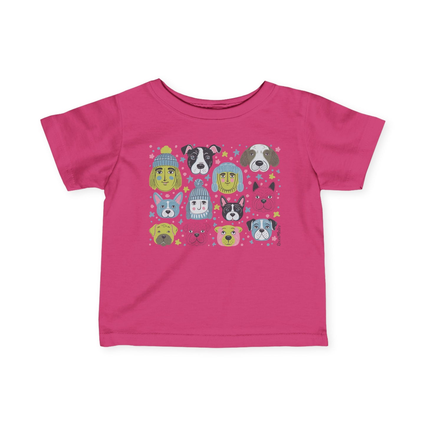 Infant Unisex Lightweight Fine Jersey T-Shirt | 6M-24M | Winter Doggies Design | 12 colors