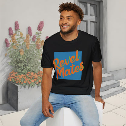 Unisex Softstyle T-Shirt | Blue & Orange RevelMates Square Design | 4 colors