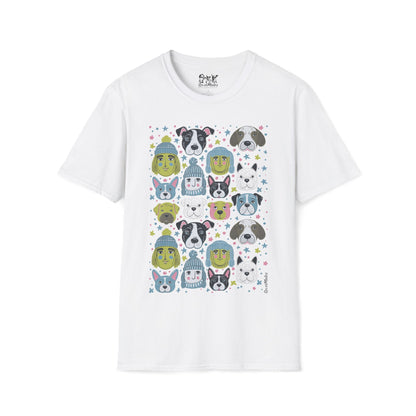 Unisex Softstyle T-Shirt | Winter Doggies Design | 15 colors