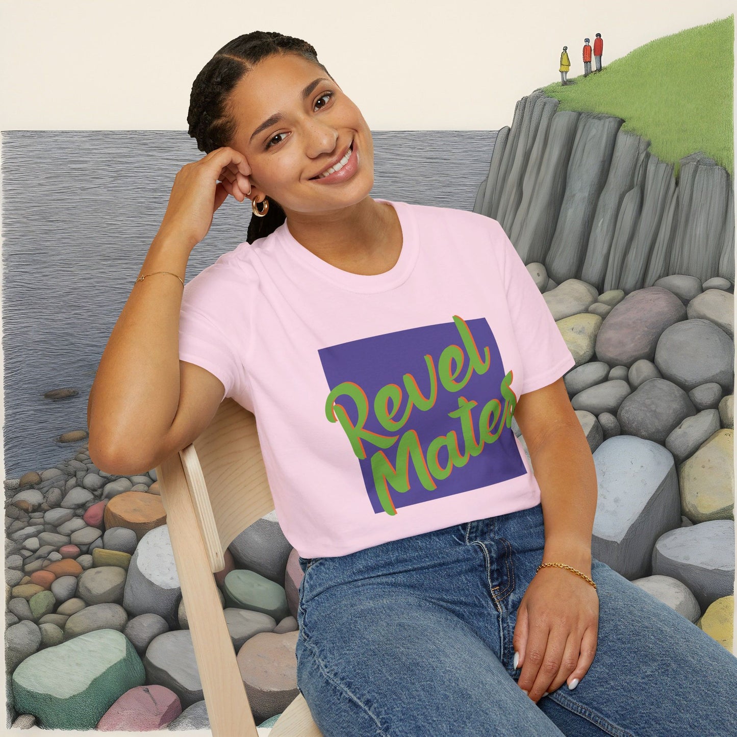 Unisex Softstyle T-Shirt | Lavender & Lime RevelMates Square Design | 4 colors