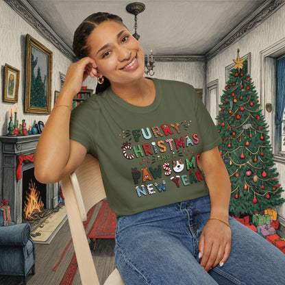 Unisex Softstyle T-Shirt | Solid Colors V.1 | Furry Christmas Design | 14 colors