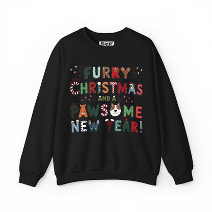 Unisex Heavy Blend Crewneck Sweatshirt | Solid Colors V.1 | Furry Christmas Design | 13 colors