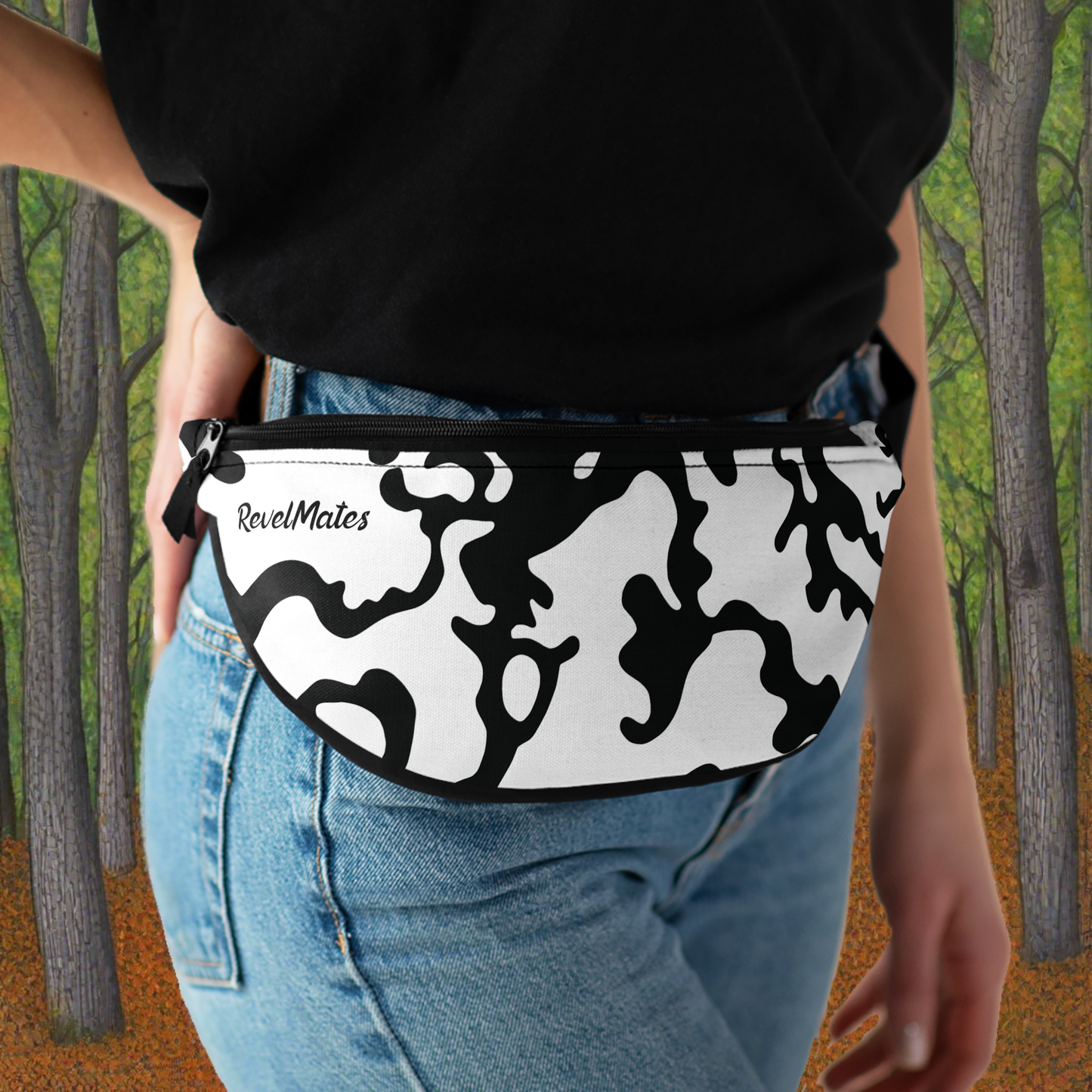 Unisex Fanny Pack | Waist Pack | Hip Pack | Hip Bag | Hips Bag | Waist Bag | Camouflage Black & White Design