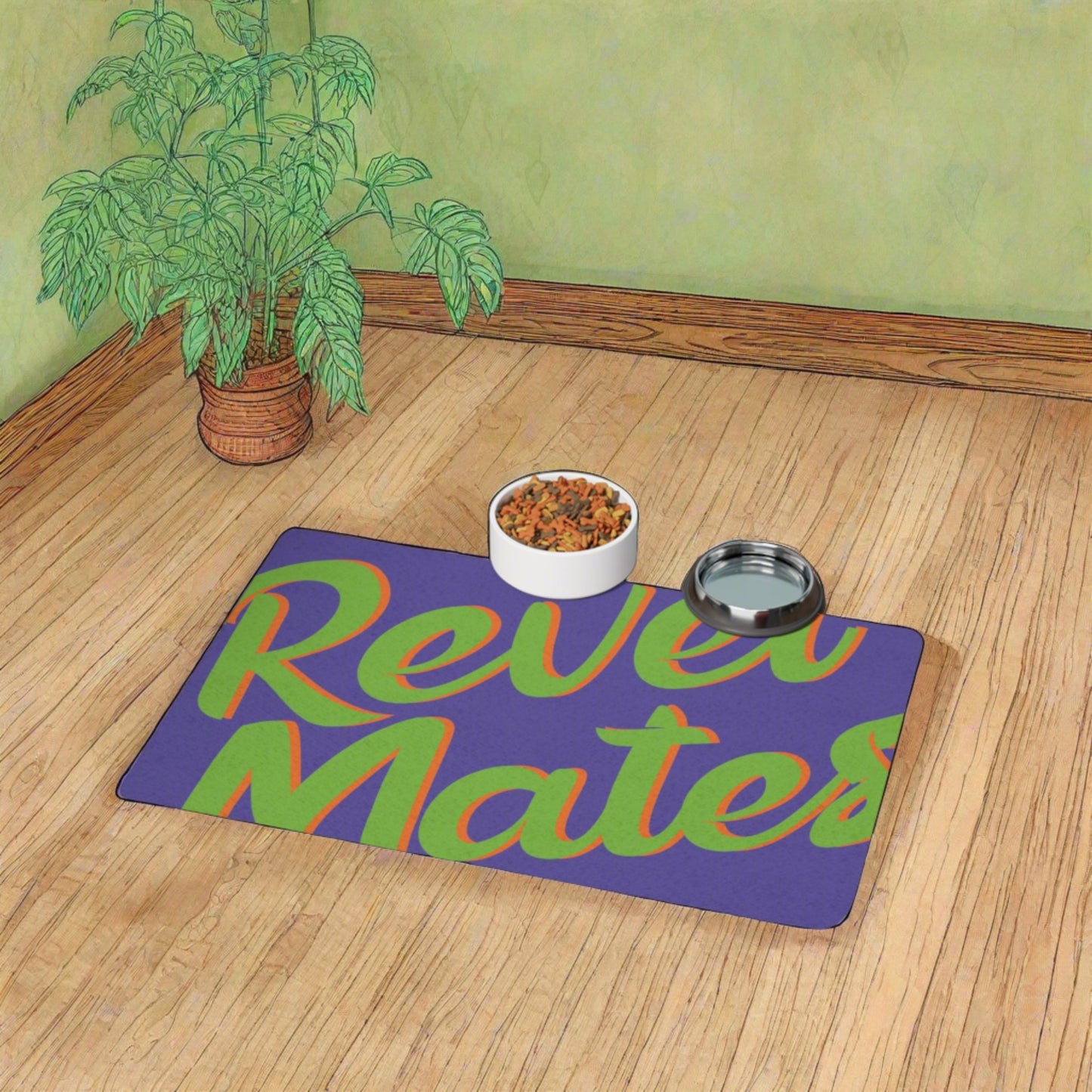 Pet Food Mat | for Dogs, Cats and all beloved Pets | Lavender & Lime RevelMates Design