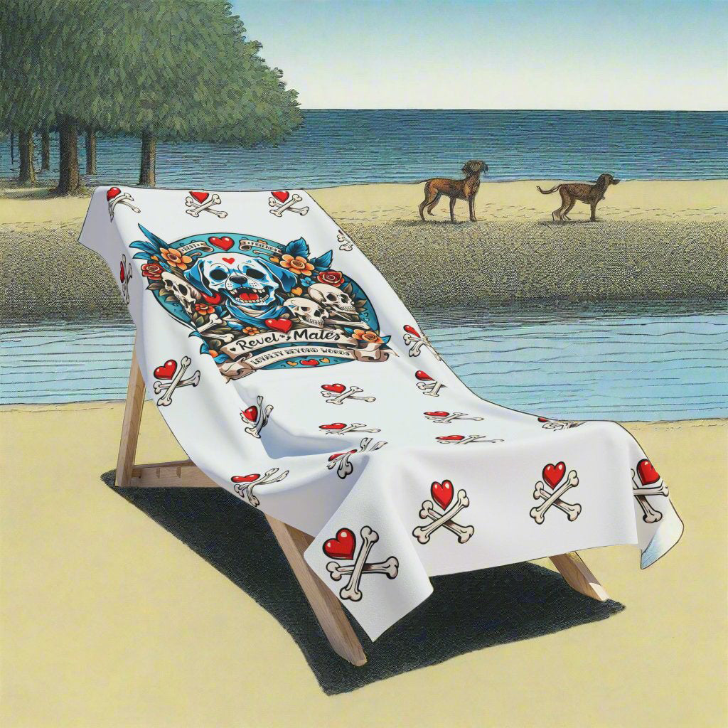 Beach Towel | All Over Print Towel | Dog Skull Tattoo Design | 4 colors