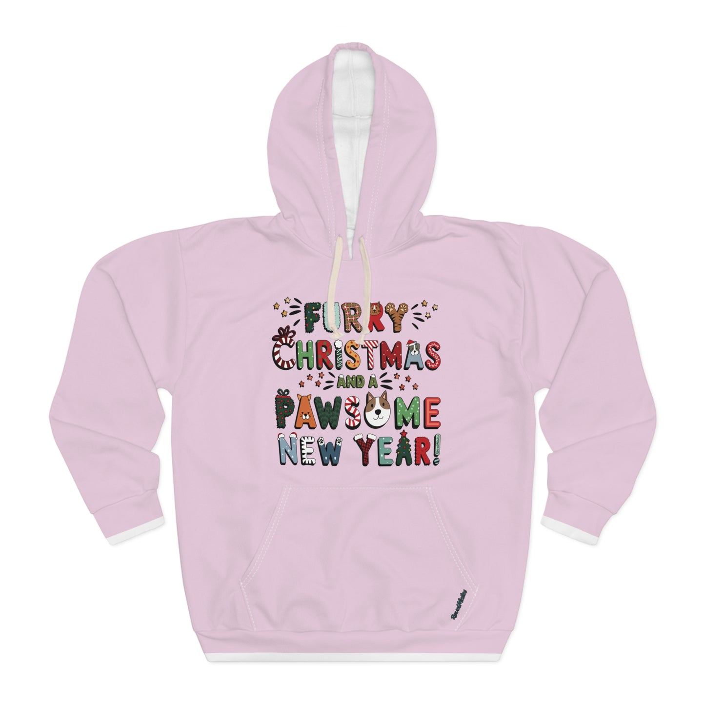 Unisex Cut & Sew Pullover Hoodie | All Over Print Hoodie | Furry Christmas Design | 8 colors