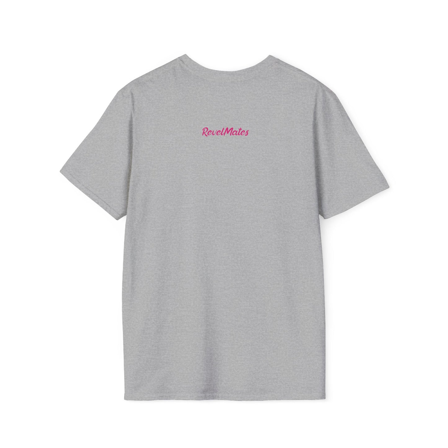 Unisex Softstyle T-Shirt | White & Fuchsia RevelMates Square Design | 4 colors