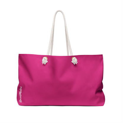 Weekender Beach Bag | All Over Print Bag | Fuchsia & White RevelMates Design