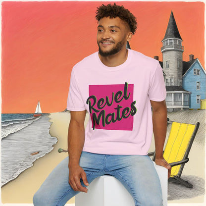 Unisex Softstyle T-Shirt | Fuchsia & Black RevelMates Square Design | 4 colors