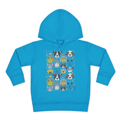 Toddler Unisex Pullover Fleece Hoodie | Winter Doggies Design | 7 colors