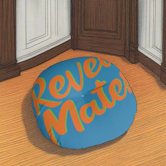 Round Tufted Floor Pillow | for Pets and Companions | Blue & Orange RevelMates Design