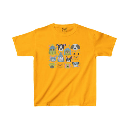 Youth Unisex Heavy Cotton T-Shirt | Winter Doggies Design | 9 colors