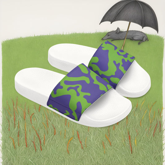 Women's Removable Strap Sandals | Camouflage Lavender & Lime Design