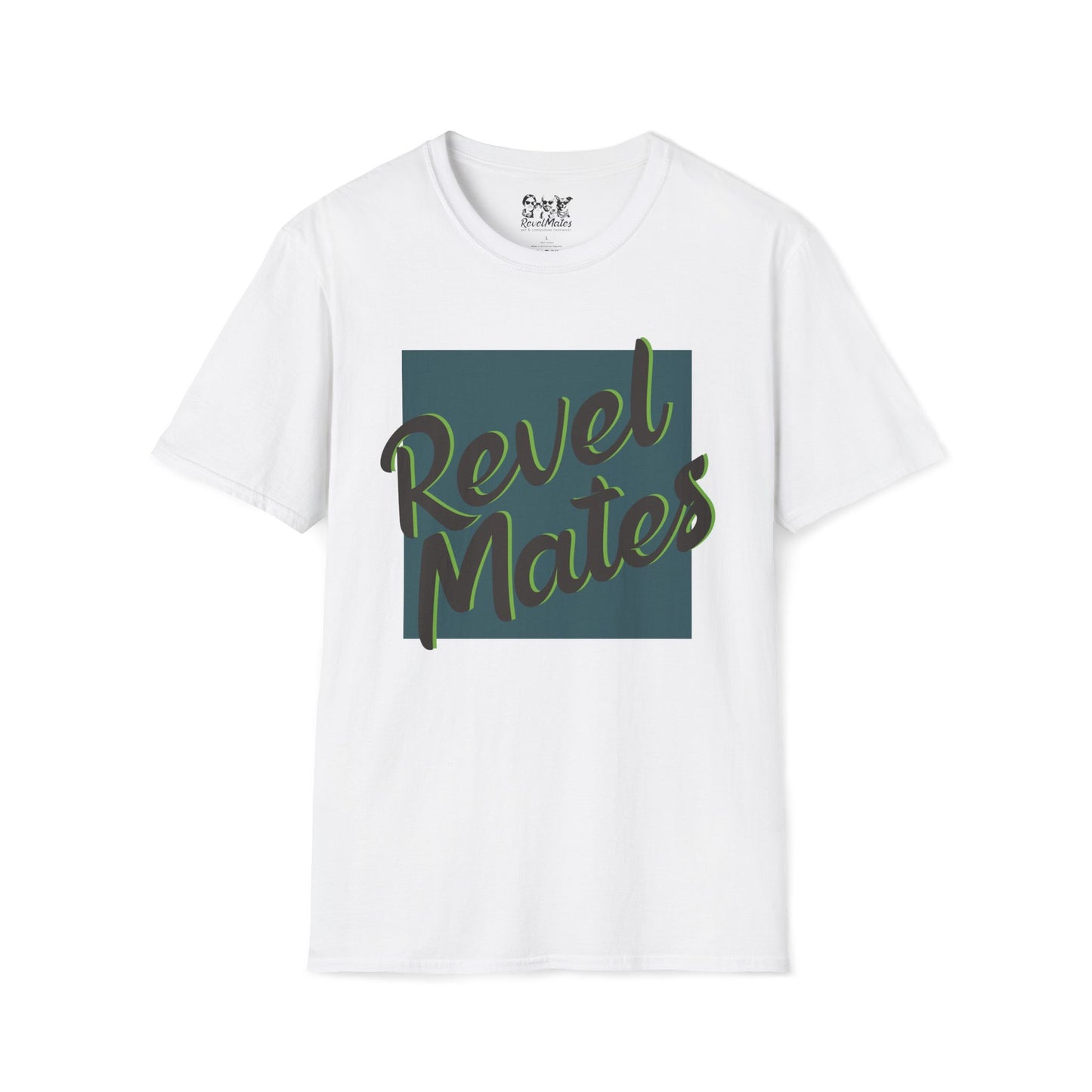 Unisex Softstyle T-Shirt | Turquoise & Brown RevelMates Square Design | 4 colors