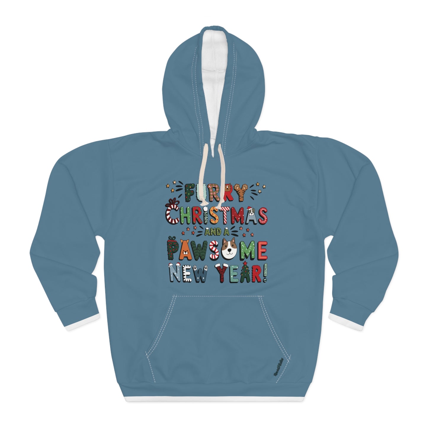 Unisex Cut & Sew Pullover Hoodie | All Over Print Hoodie | Furry Christmas Design | 8 colors