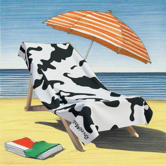 Beach Towel | All Over Print Towel | Camouflage Black & White Design