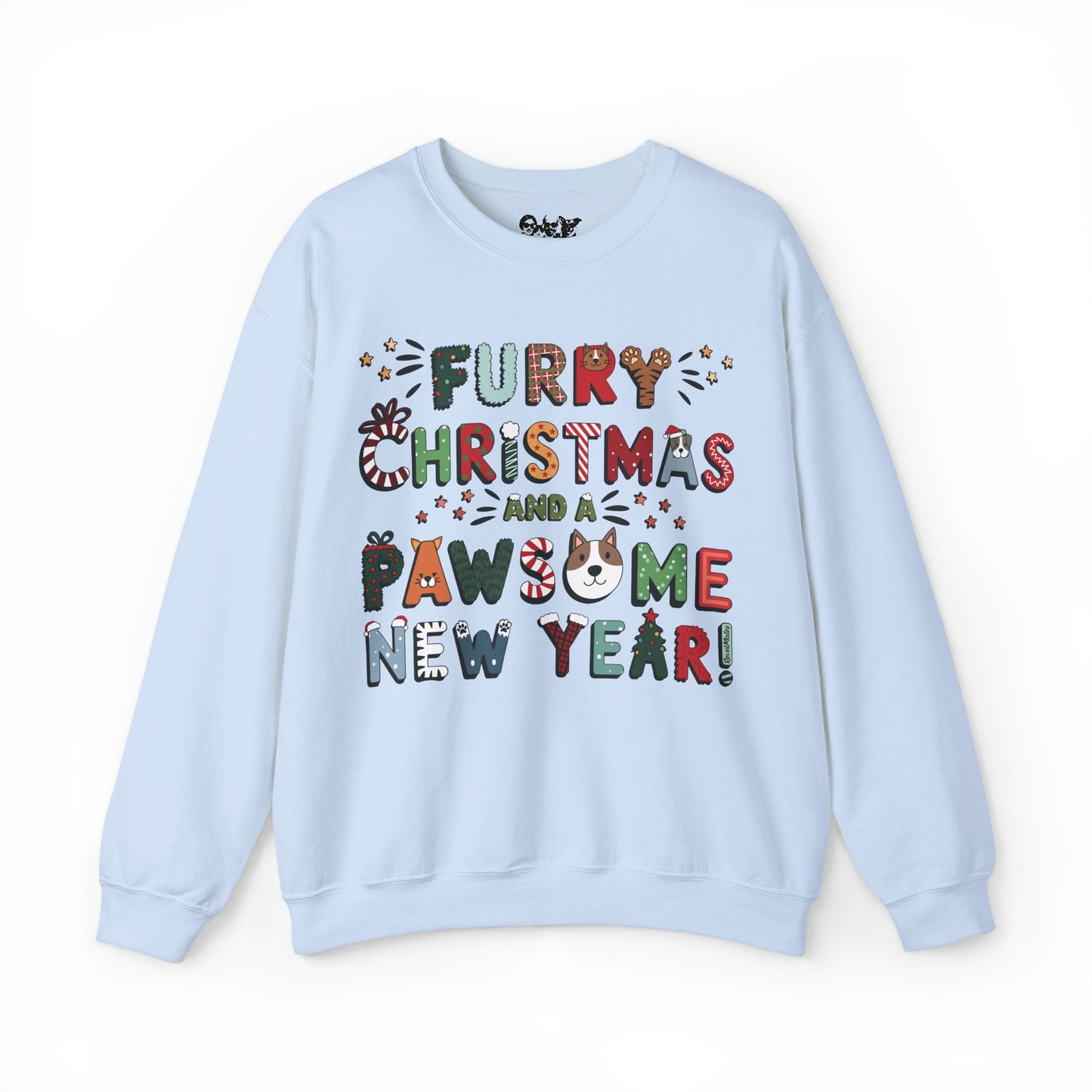 Unisex Heavy Blend™ Crewneck Sweatshirt | Solid Colors | Furry Christmas Design | 15 colors